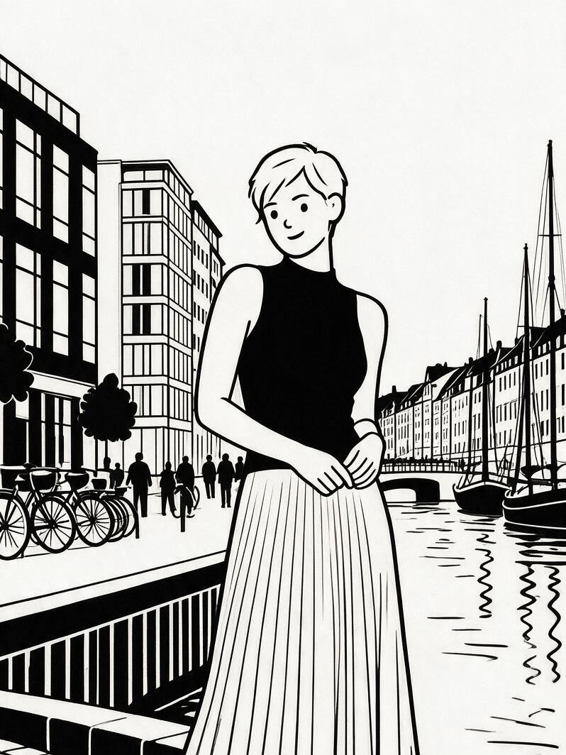 Cool Minimal Black-and-White Figure — 3:4 effect example