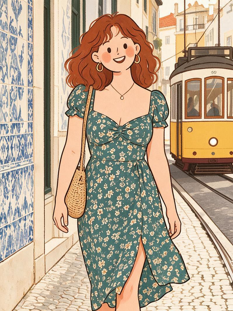 Warm Minimal Female Line Cartoon — 3:4 effect example