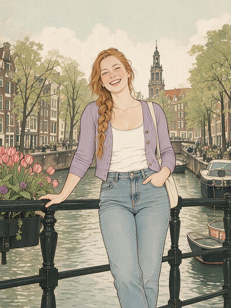 Modern New-Guofeng Flat-Line Illustration — 3:4 effect example