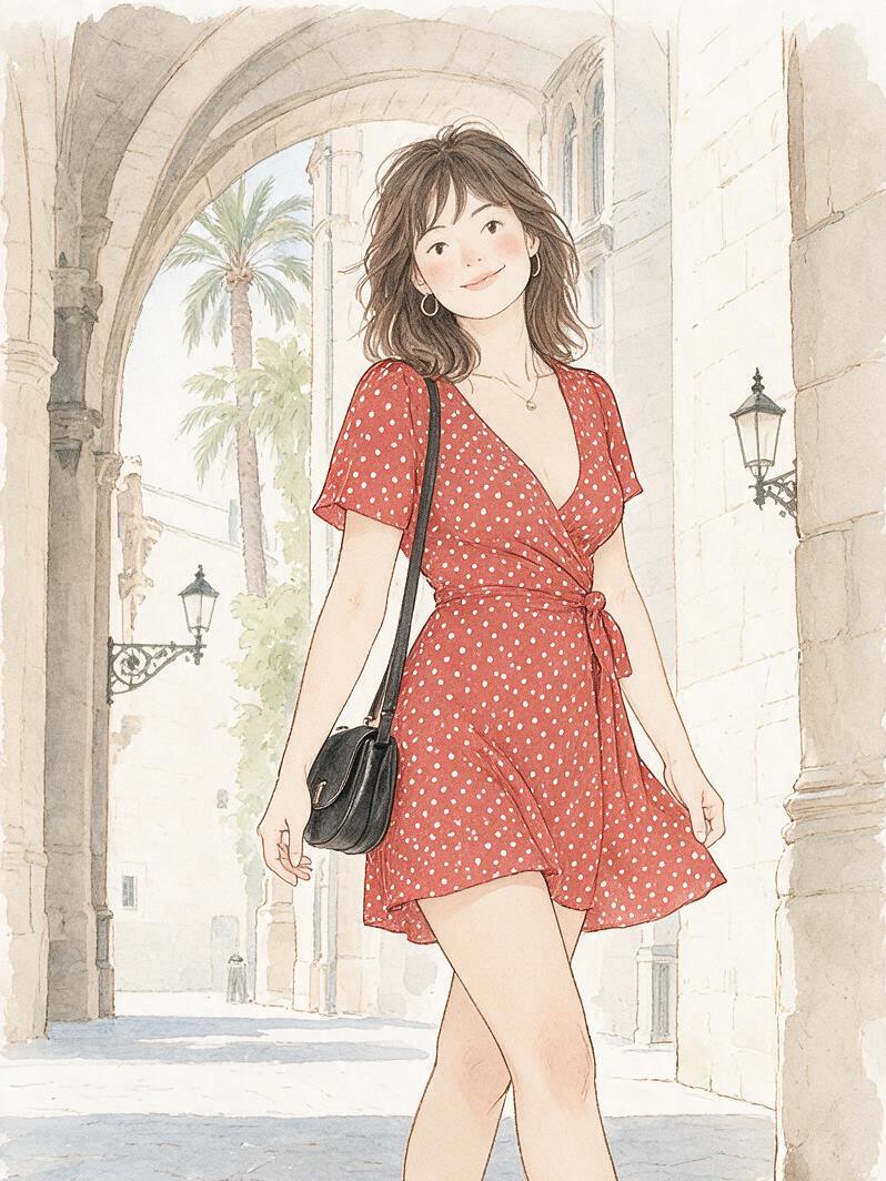 Elegant Sparse-Line Girl — 3:4 effect example