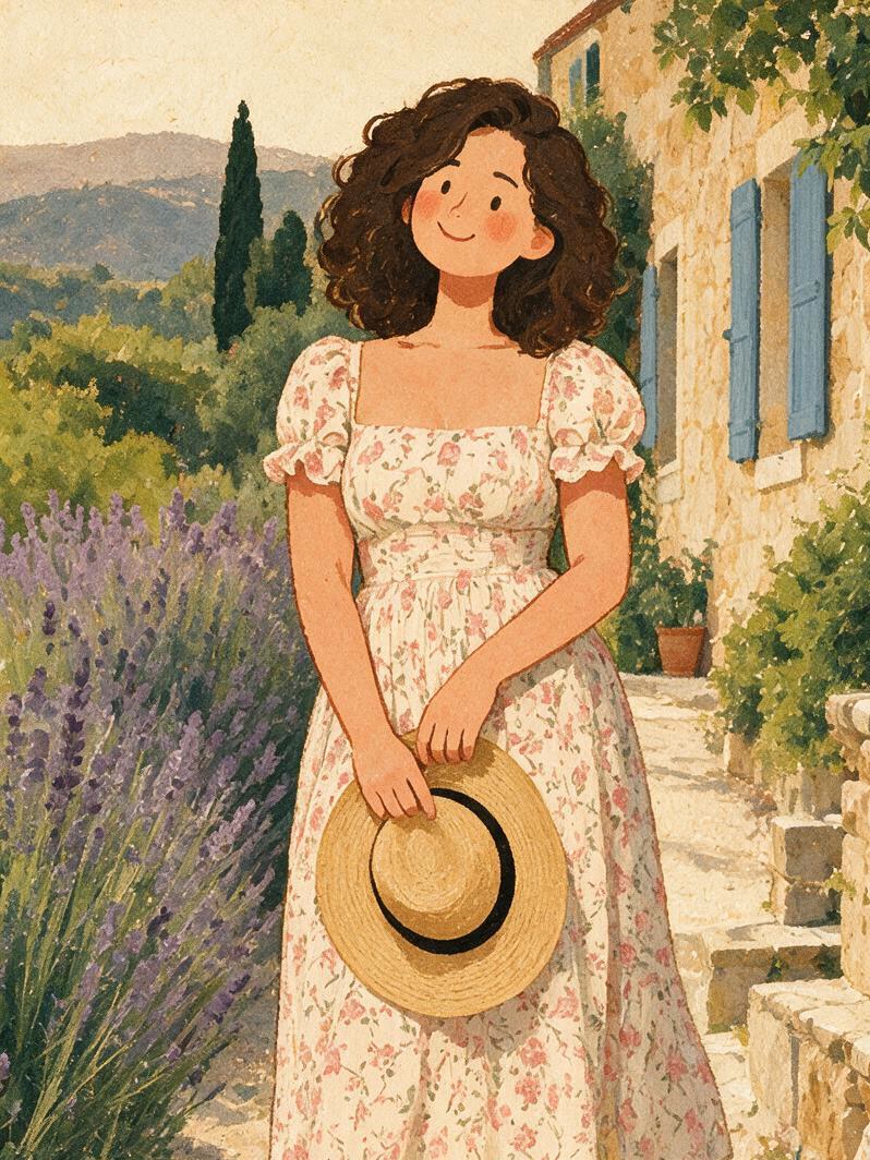 Retro Gouache Narrative Character Illustration — 3:4 effect example