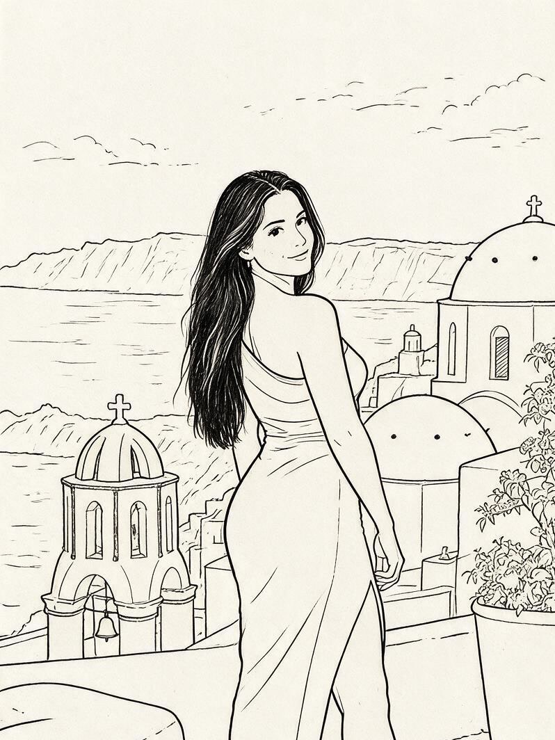 Minimal Fashion Line Figure — 3:4 effect example